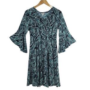 Cato Bell  Sleeve Leaf Pattern Women's Dress